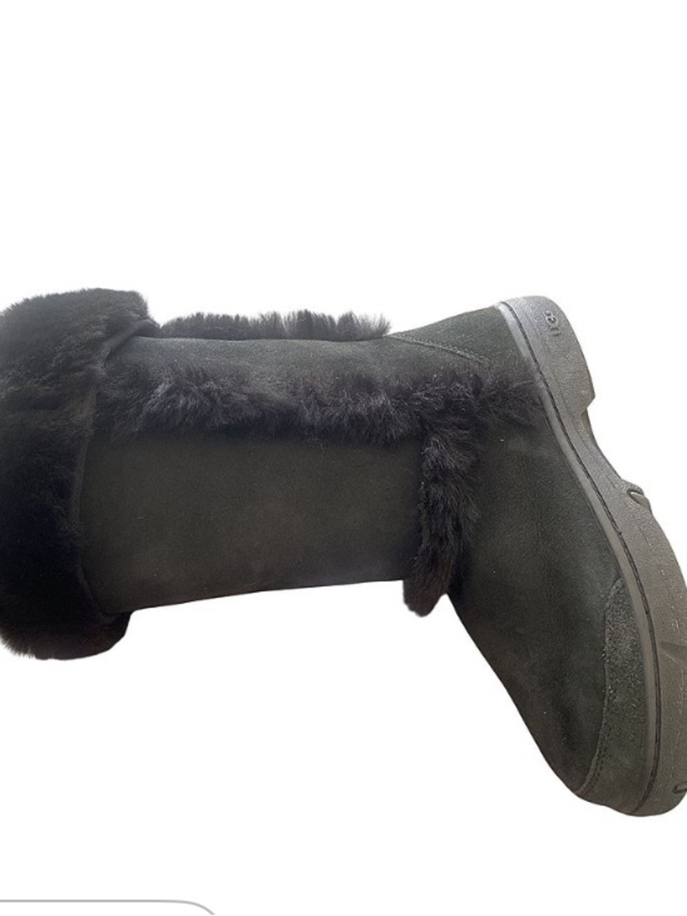 UGG Black Fur-Trim Tall Winter Boots - Women - Picture 6 of 6